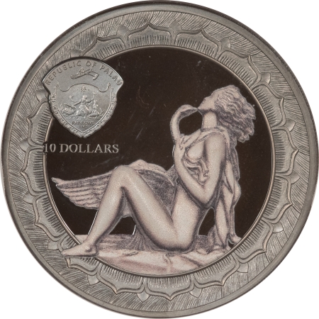 New Certified Coins 2019 PALAU $10 2 OZ SILVER, ETERNAL SCULPTURES LEDA AND THE SWAN, NGC PF-70 UCAM