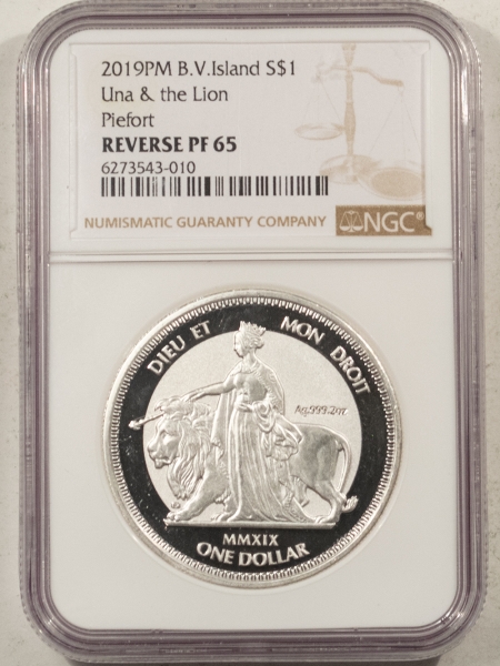 New Certified Coins 2019 BRITISH VIRGIN ISLANDS $1 UNA & THE LION PIEFORT COMMEM – NGC REVERSE PF-65