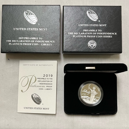 American Platinum Eagles 2019-W 1 OZ $100 PLATINUM AMERICAN EAGLE – LIBERTY, FRESH GEM PROOF, GOVT PKG