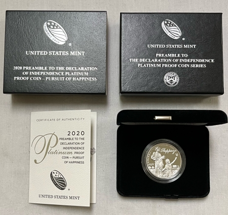 American Platinum Eagles 2020-W 1 OZ PROOF $100 PLATINUM AMERICAN EAGLE – PURSUIT OF HAPPINESS GEM W/ OGP