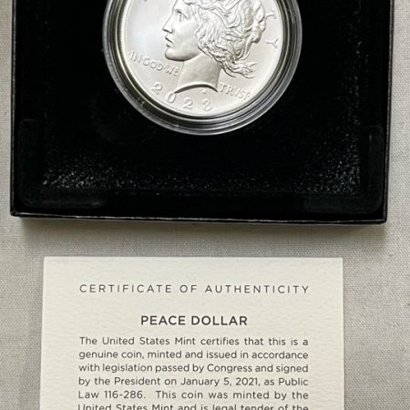 New Store Items 2023 PEACE SILVER DOLLAR COMMEMORATIVE, GEM UNCIRCULATED IN ORIGINAL PKG, FRESH