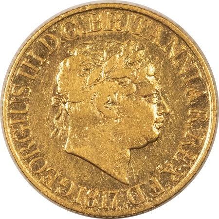 New Store Items 1817 GREAT BRITAIN GOLD SOVEREIGN, 1ST YEAR, KM-674 – VF-XF DETAILS BUT CLEANED!