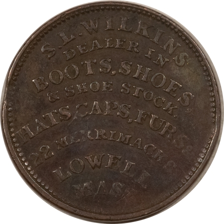 Civil War & Hard Times 1834 HARD TIMES TOKEN, SL WILKINS R-3 LOWELL MA, HT-174 DECENT CIRC, RIM BRUISE