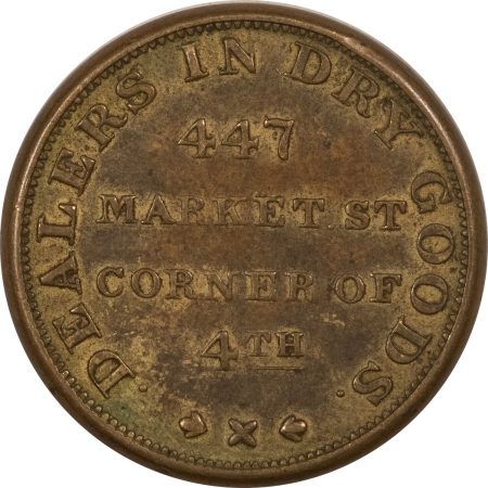 Exonumia 1860 MERCHANT TOKEN, BROWN CURTISS & VANCE LOUISVILLE KY M-KY-2 BRASS, AU SCARCE