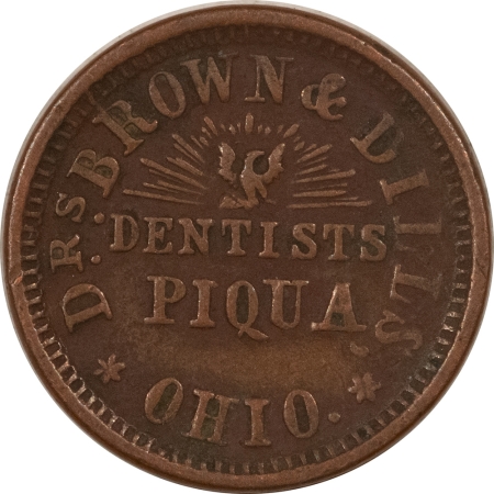 Civil War & Hard Times 1860s CIVIL WAR STORE CARD PIQUA OH, DRS BROWN & DILLS DENTIST R-3, 730A-8a NICE