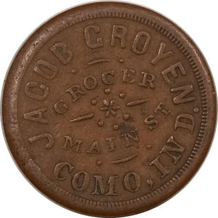 Civil War & Hard Times 1860s CIVIL WAR STORE CARD, COMO IND, JACOB GROYER R-4, 185A-1a – PLEASING/CIRC!