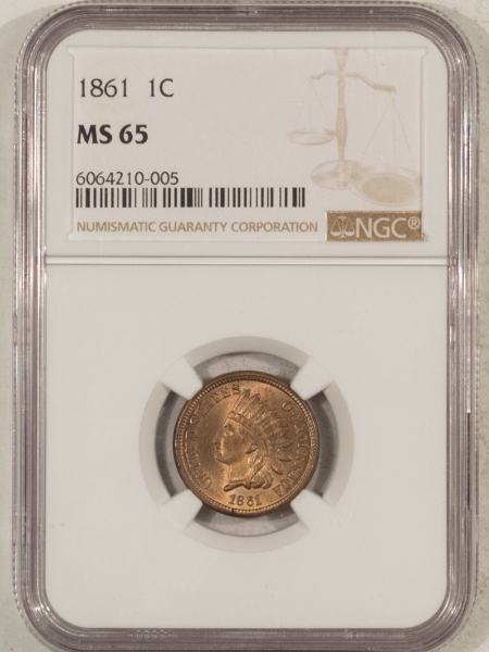 Indian 1861 INDIAN CENT – NGC MS-65, ORIGINAL GEM!