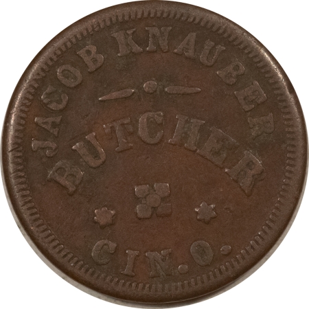 Civil War & Hard Times 1862 CIVIL WAR STORE CARD, CINCI OH, JACOB KNAUBER-BUTCHER, R-3, 165CQ-2a, NICE