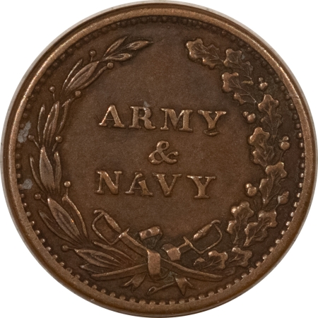 Civil War & Hard Times 1863 CIVIL WAR PATRIOTIC TOKEN ARMY & NAVY 233/312, R-1 – HIGH GRADE CIRCULATED!