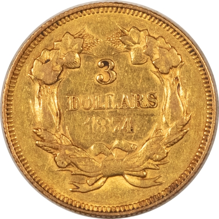 $3 1874 $3 DOLLAR GOLD – HIGH GRADE EXAMPLE!