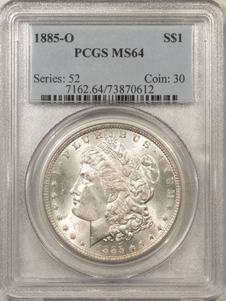 Morgan Dollars 1885-O MORGAN DOLLAR – PCGS MS-64, WHITE!