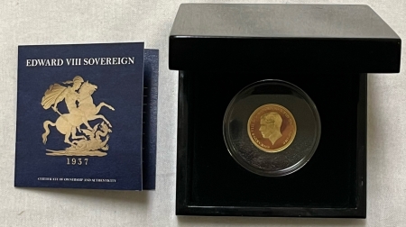 New Store Items 1937 EDWARD VIII PROOF GOLD SOVEREIGN RESTRIKE, .2354 AGW, .917 FINE-GEM PROOF!