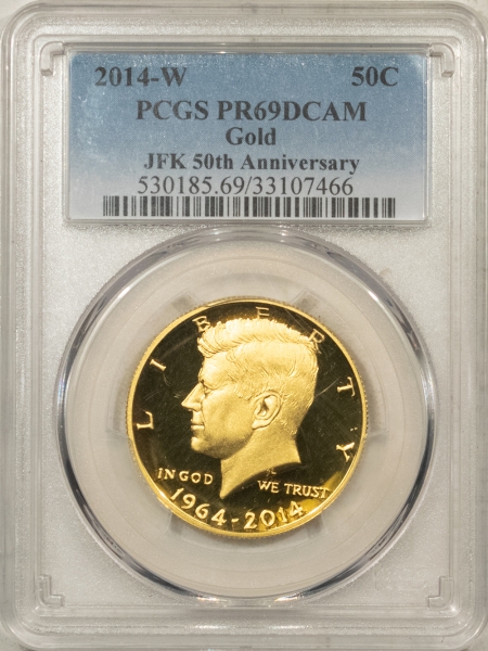 Kennedy Halves 2014-W KENNEDY COMMEMORATIVE GOLD HALF DOLLAR PCGS PR-69 DCAM, 50TH ANNIVERSARY!