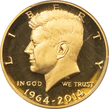 Kennedy Halves 2014-W KENNEDY COMMEMORATIVE GOLD HALF DOLLAR PCGS PR-69 DCAM, 50TH ANNIVERSARY!