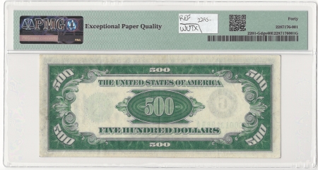 New Store Items 1934 $500 FEDERAL RESERVE NOTE, CHICAGO, FR-2201-Gdgs, DARK GREEN, PMG EF-40 EPQ