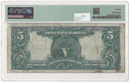 Large Silver Certificates 1899 $5 SILVER CERTIFICATE, “CHIEF”, FR-275 NAPIER/McCLUNG, PMG VF-20, FRESH!