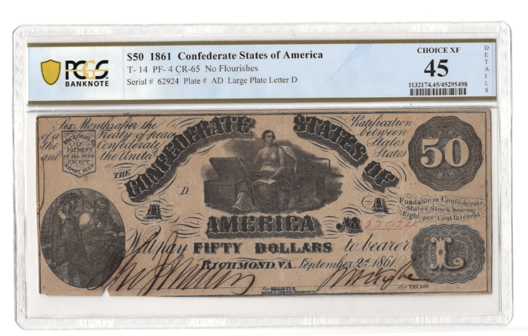 Confederate Csa T Pf Cr Pcgs Banknote Choice Xf