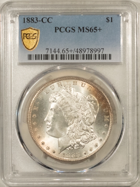 Morgan Dollars 1883-CC MORGAN DOLLAR – PCGS MS-65+, LOOKS 66! PREMIUM QUALITY CARSON CITY!