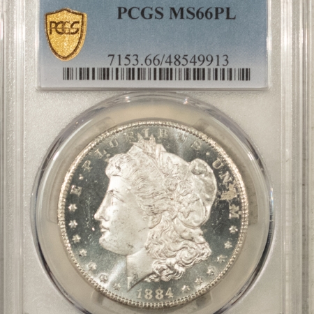 Morgan Dollars 1884-CC MORGAN DOLLAR – PCGS MS-66 PL, BLACK & WHITE PROOFLIKE CARSON CITY, WOW!