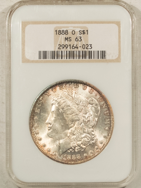 Morgan Dollars 1888-O MORGAN DOLLAR – NGC MS-63, OLD FATTIE HOLDER! PREMIUM QUALITY!