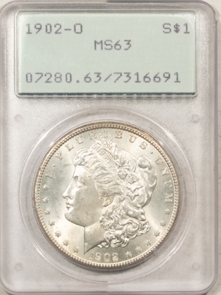 Morgan Dollars 1902-O MORGAN DOLLAR – PCGS MS-63, RATTLER, PREMIUM QUALITY!