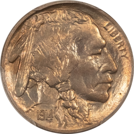 Buffalo Nickels 1914 BUFFALO NICKEL – PCGS MS-64, PRETTY, ORIGINAL!