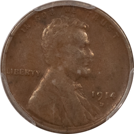 Lincoln Cents (Wheat) 1914-D LINCOLN CENT – PCGS VF-25, KEY DATE!