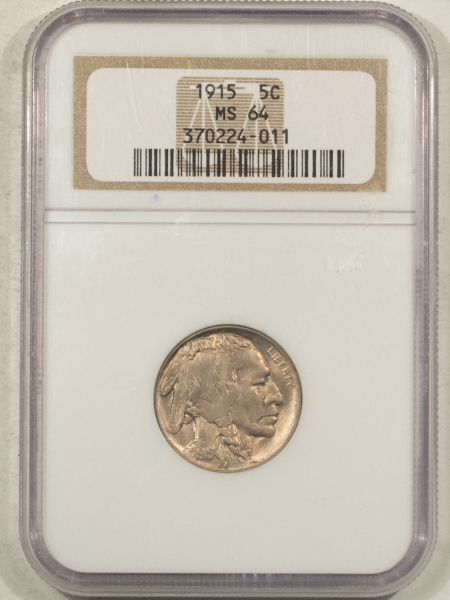 Buffalo Nickels 1915 BUFFALO NICKEL – NGC MS-64, NICE ORIGINAL!