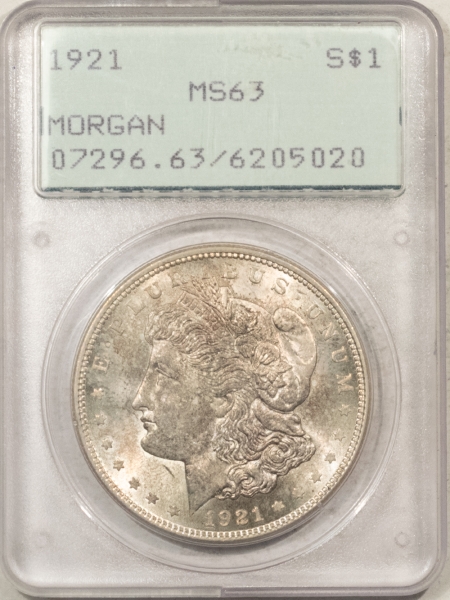 Morgan Dollars 1921 MORGAN DOLLAR – PCGS MS-63, RATTLER, ORIGINAL!