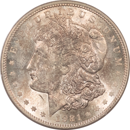 Morgan Dollars 1921 MORGAN DOLLAR – PCGS MS-63, RATTLER, ORIGINAL!