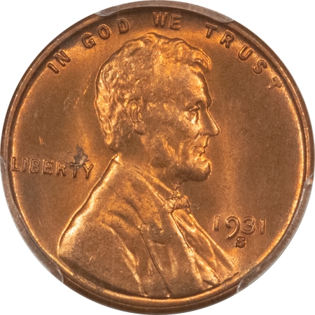 Lincoln Cents (Wheat) 1931-S LINCOLN CENT – PCGS MS-65 RD, ORIGINAL RED GEM! KEY-DATE!