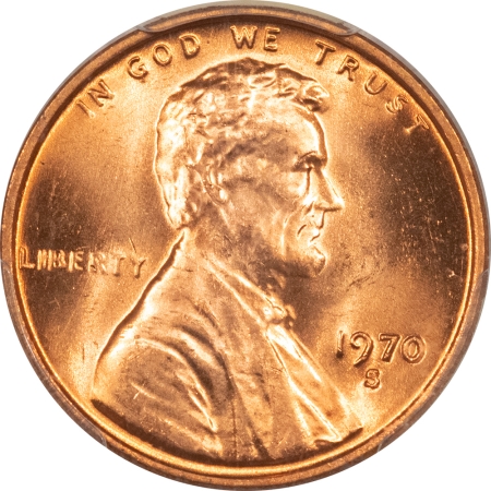 Lincoln Cents (Memorial) 1970-S LINCOLN CENT, SMALL DATE – PCGS MS-66 RD, BLAZING RED & PQ!