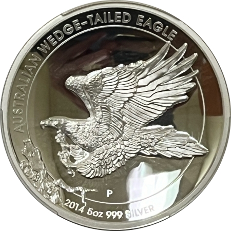 Bullion 2014-P $8 AUSTRALIA WEDGE-TAILED EAGLE MERCANTI 5 OZ SILVER- PCGS GEM PR BOX/COA