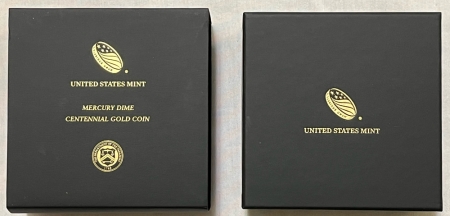 Modern Commems 2016-W 1/10 OZ CENTENNIAL GOLD MERCURY DIME GEM SP, ORIGINAL GOVERMENT PACKAGING