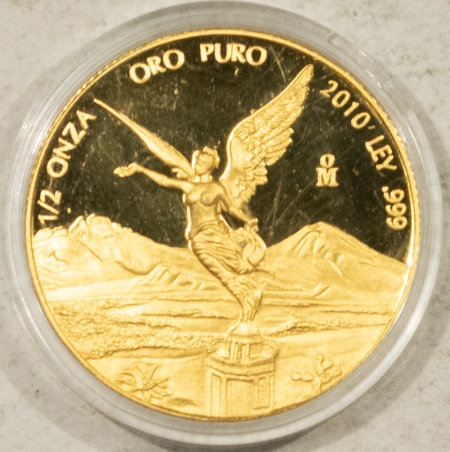 Bullion 2010 MEXICO 1/2 OZ PROOF GOLD LIBERTAD, .999 FINE – GEM PROOF, ORIGINAL CAPSULE