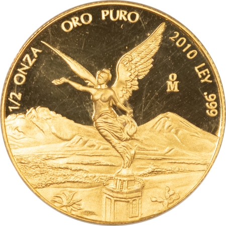 Bullion 2010 MEXICO 1/2 OZ PROOF GOLD LIBERTAD, .999 FINE – GEM PROOF, ORIGINAL CAPSULE