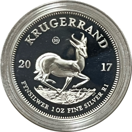 Bullion 2017 SOUTH AFRICA 1 OZ .999 SILVER PROOF KRUGERRAND, GEM PROOF IN ORIGINAL PKG