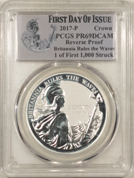 Bullion 2017-P FALKLAND ISLANDS BRITANNIA RULES THE WAVES CROWN REV PROOF PCGS PR69 DCAM