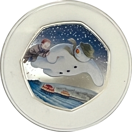 Bullion 2018 UK 50 PENCE SILVER PROOF THE SNOWMAN, #3836/20000, GEM PROOF BOX/COA!