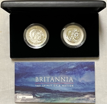 New Store Items 2018 GREAT BRITAIN BRITANNIA PORTRAIT 2 PC SET – PROOF/REVERSE FROSTED BOX & COA