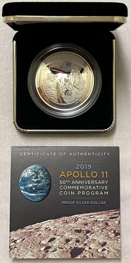 Modern Silver Commems 2019-P $1 APOLLO 11 50TH ANNIV PROOF SILVER COMMEM IN ORIG GOVERMENT PACKAGING!