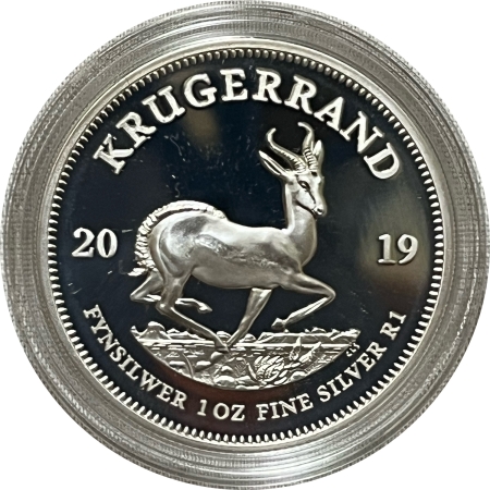 Bullion 2019 SOUTH AFRICA 1 OZ .999 SILVER PROOF KRUGERRAND, GEM PROOF IN ORIGINAL PKG