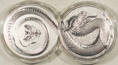 Bullion 2020 GERMANIA MINT 5 MARK FAFNIR DRAGONS 1 OZ .9999 SILVER 2 COINS – GEM W/COA