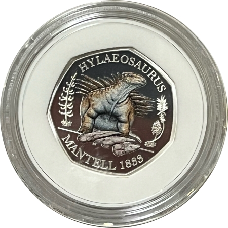 Bullion 2020 GREAT BRITAIN 50 PENCE SILVER PROOF- TALES OF THE EARTH HYLAEOSAURS W/ OGP