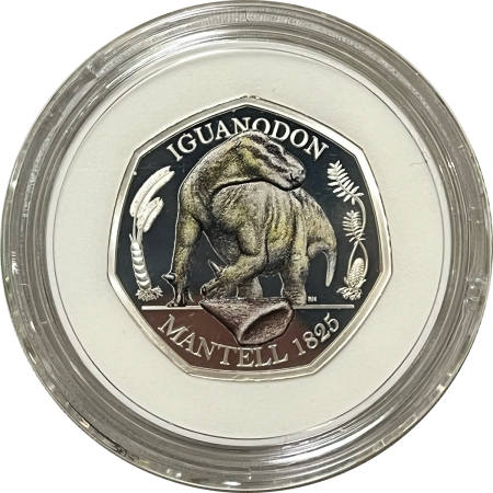 Bullion 2020 GREAT BRITAIN 50 PENCE SILVER PROOF – TALES OF THE EARTH, IGUANODON W/ OGP