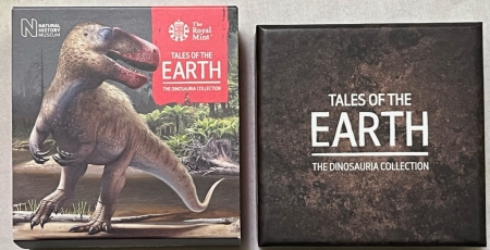 Bullion 2020 GREAT BRITAIN 50 PENCE SILVER PROOF- TALES OF THE EARTH MEGALOSAURUS W/ OGP