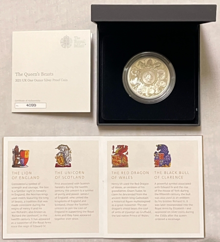 New Store Items 2021 2 LBS GR BRITAIN QUEENS BEAST 1 OZ SIL PROOF COMPLETER – IN OGP