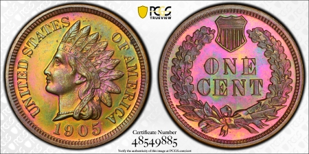 Indian 1905 PROOF INDIAN CENT – PCGS PR-66 BN, GORGEOUS! POP 17/1