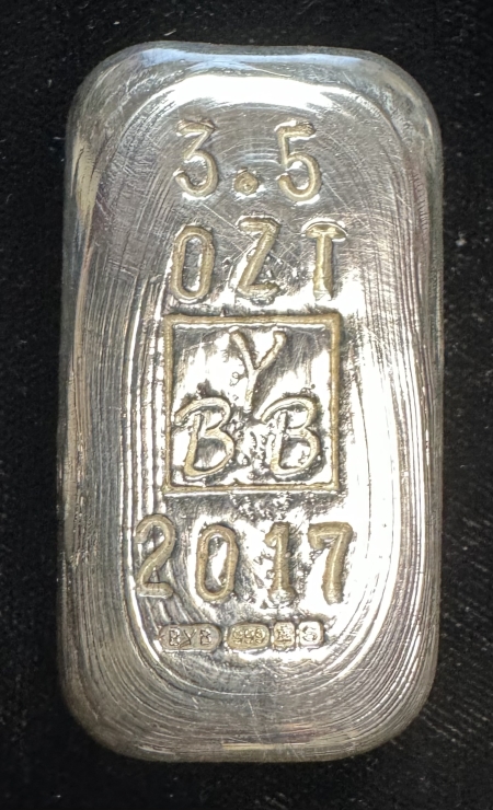 Bullion 3.5 OZ POURED BYB .999 INDUSTRIAL SILVER BAR-SCARCE FORMAT; FIRST WE’VE SEEN!