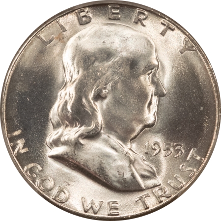 Franklin Halves 1953-S FRANKLIN HALF DOLLAR – PCGS MS-65, BLAST WHITE GEM FROM AN ORIGINAL ROLL!